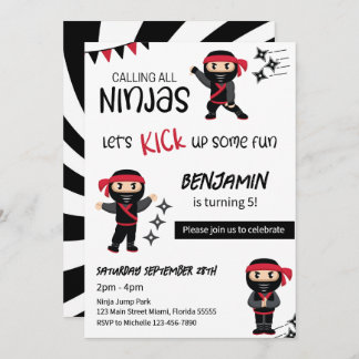 Ninja Theme Birthday Martial Arts Warrior Invitation