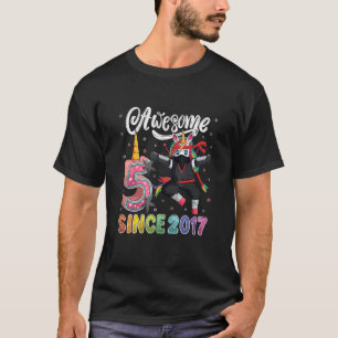Ninja Unicorn Birthday Awesome Since 2017 Five 5 Y T-Shirt