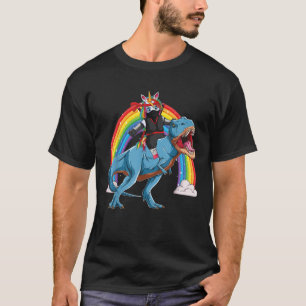 Ninja Unicorn Riding TRex Dino Rainbow For Kids Gi T-Shirt