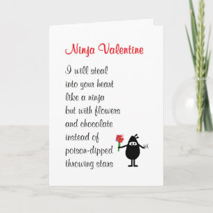 Ninja Valentine - a funny Valentine's poem Holiday Card