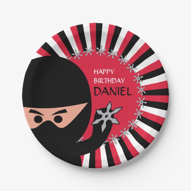 Ninja Warrior Birthday 9 Inch Paper Plate (Front)