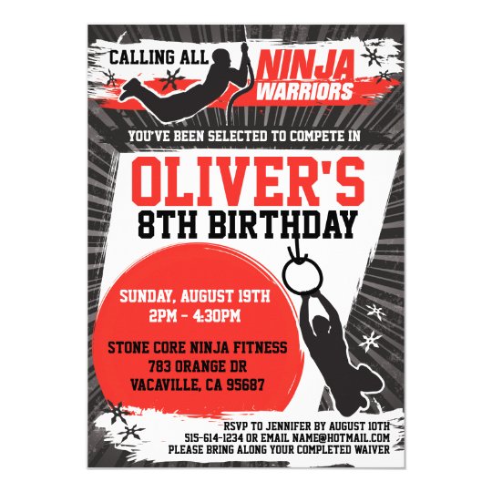 Ninja Warrior Birthday Party Invitation | Zazzle.com.au