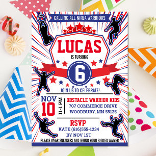 Ninja Warrior Birthday Party Obstacle Course Invit Invitation