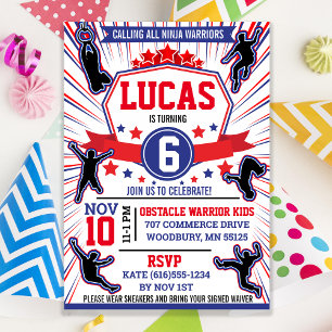Ninja Warrior Birthday Party Obstacle Course Invitation