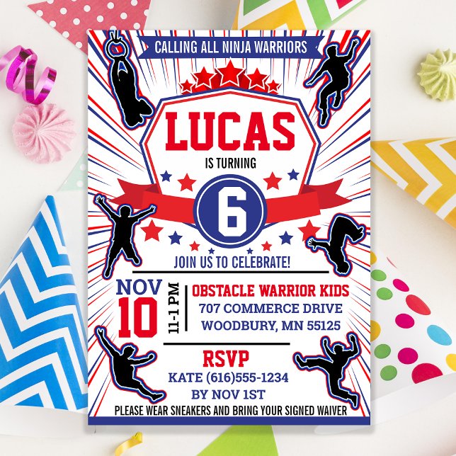 Ninja Warrior Birthday Party Obstacle Course Invitation (Creator Uploaded)