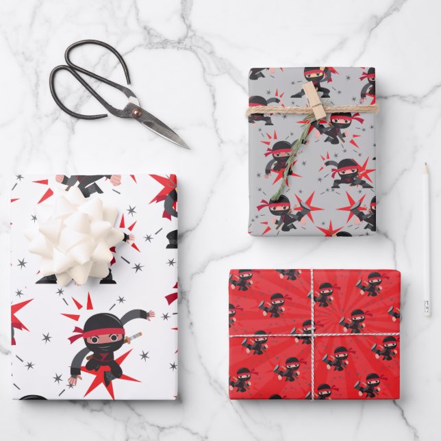 Ninja Warrior Birthday Party Wrapping Paper (Front)