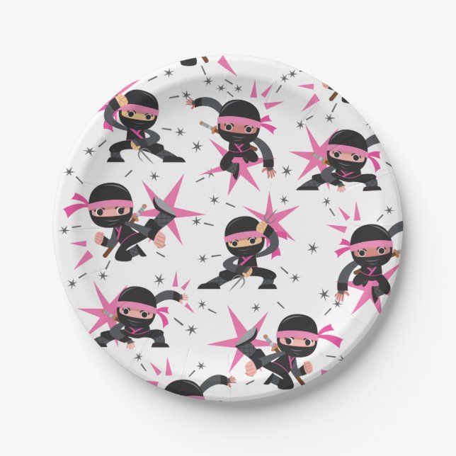 Ninja Warrior Girl Birthday Party Paper Plates (Front)