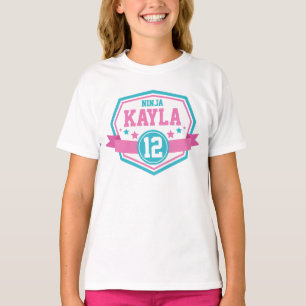 Ninja Warrior Girls Birthday Party Name & Age T-Shirt