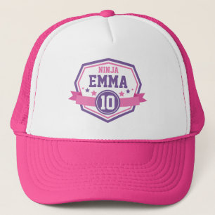 Ninja Warrior Girls Birthday Party Name & Age Trucker Hat