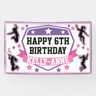 Ninja Warrior Girls Birthday Party Pink Purple Banner