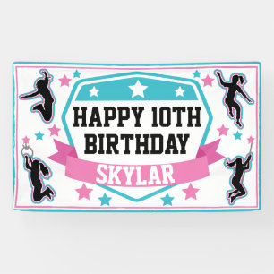 Ninja Warrior Girls Birthday Party Pink & Teal Banner