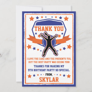 Ninja Warrior Girls Blue & Orange Thank you Card
