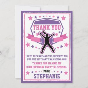 Ninja Warrior Girls Pink & Purple Thank you Card