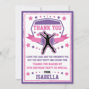 Ninja Warrior Girls Pink & Purple Thank you Card