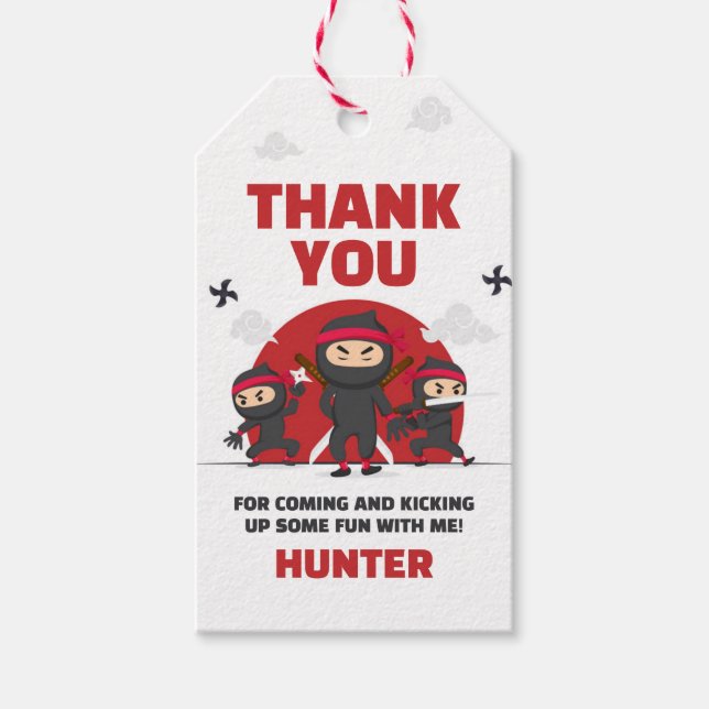 Ninja Warrior Karate Martial Arts Birthday Favour Gift Tags (Front)