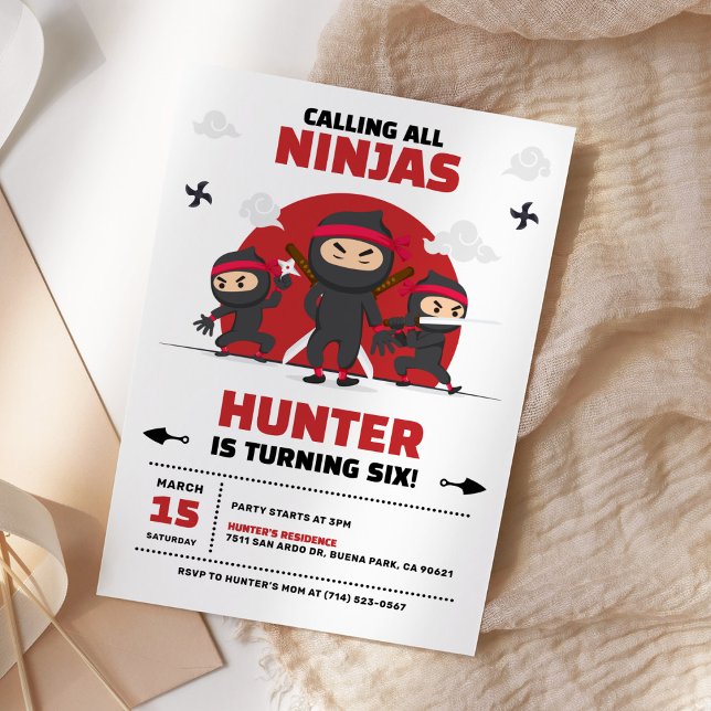 Ninja Warrior Karate Martial Arts Birthday Party Invitation (Creator Uploaded)