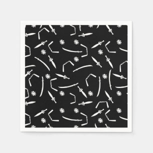 Ninja Warrior Kids Birthday Party Black and White Napkin