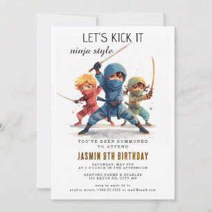 Ninja Warrior Kids Birthday Party Invitation
