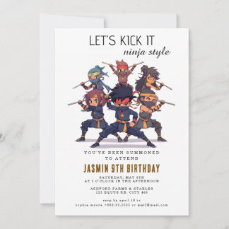 Ninja Warrior Kids Birthday Party Invitation