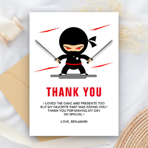 Ninja Warrior Kids Birthday Party Thank You Card