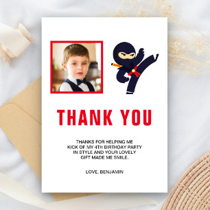 Ninja Warrior Kids Photo Birthday Party Thank You Card
