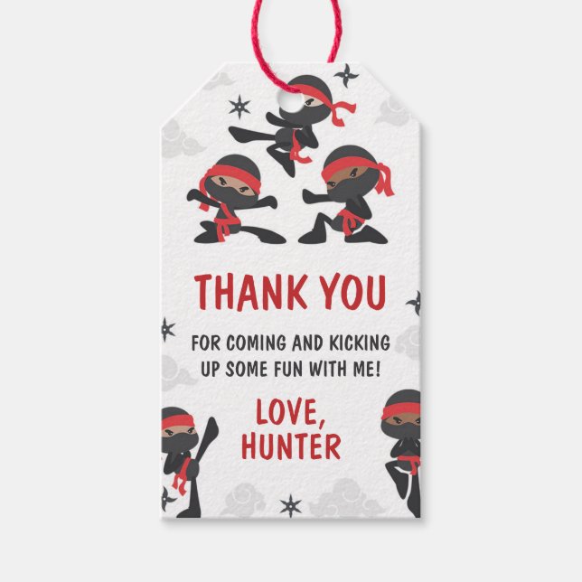 Ninja Warrior Martial Arts Karate Birthday Favour Gift Tags (Front)