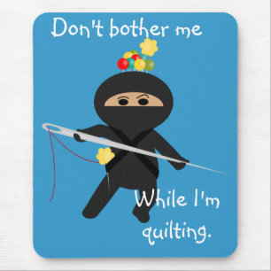 Ninja with Needle and Sewing Pins Mousepad