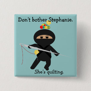 Ninja with Sewing Needle 15 Cm Square Badge