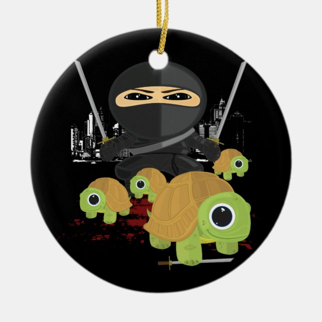 Ninja with Turtles Ceramic Tree Decoration (Front)