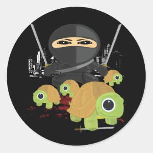 Ninja with Turtles Classic Round Sticker