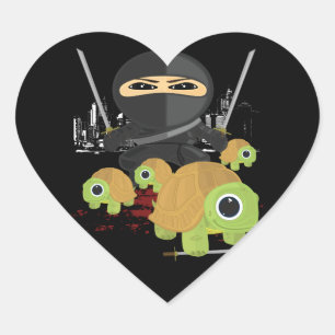 Ninja with Turtles Heart Sticker