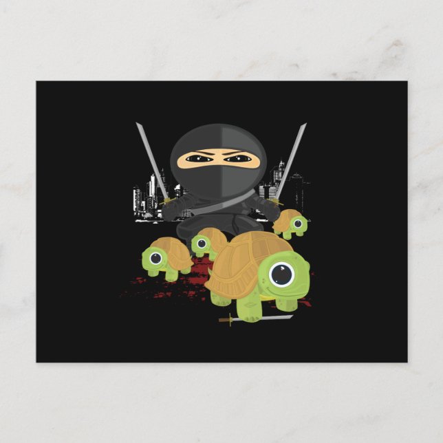 Ninja with Turtles Postcard (Front)