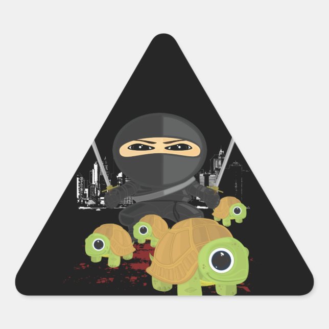 Ninja with Turtles Triangle Sticker (Front)
