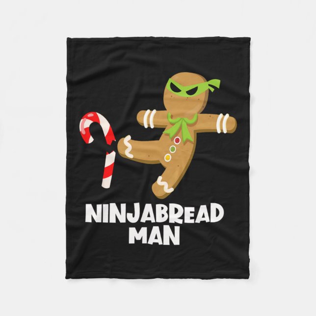 Ninjabread man fun ginja kicking candy cane christ fleece blanket (Front)