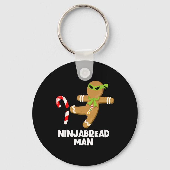 Ninjabread man fun ginja kicking candy cane christ key ring (Front)