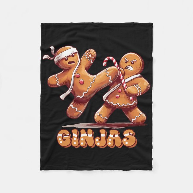Ninjabread Man Gingerbread - Ninja Gift Ginjas Chr Fleece Blanket (Front)