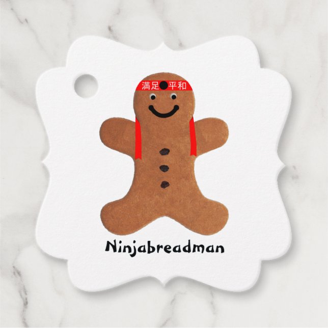 Ninjabreadman biscuit (cookie) favour tags (Front)
