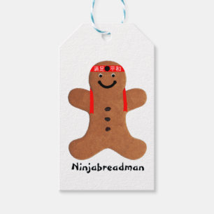 Ninjabreadman biscuit (cookie) gift tags