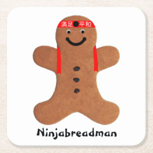 Ninjabreadman biscuit (cookie) square paper coaster