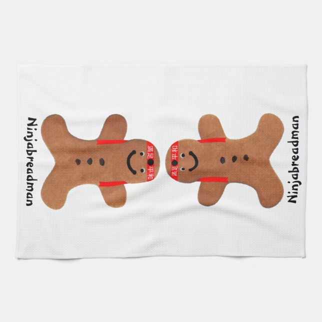 Ninjabreadman biscuit (cookie) tea towel (Horizontal)
