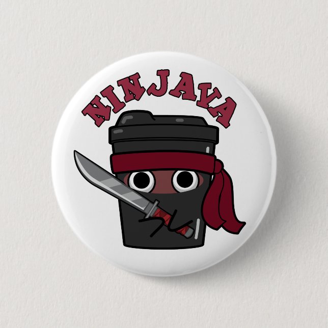 Ninjava Funny Ninja Java Coffee Pun  6 Cm Round Badge (Front)