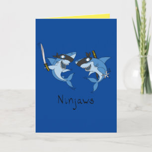 Ninjaws Ninja Sharks Funny Greeting Card