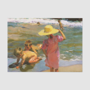 Ninos A La Orilla Del Mar by Joaquin Sorolla Tissue Paper