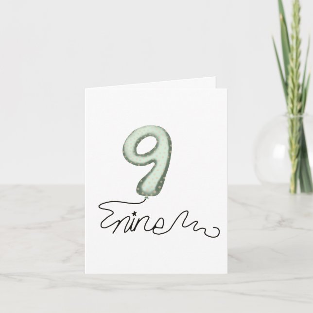 Ninth birthday balloon card (Front)