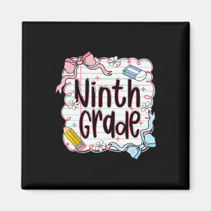 Ninth Grade Back To School For Girls Pink Notebook Magnet