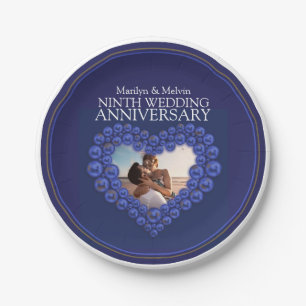 Ninth wedding anniversary bead heart Lapis Lazuli Paper Plate