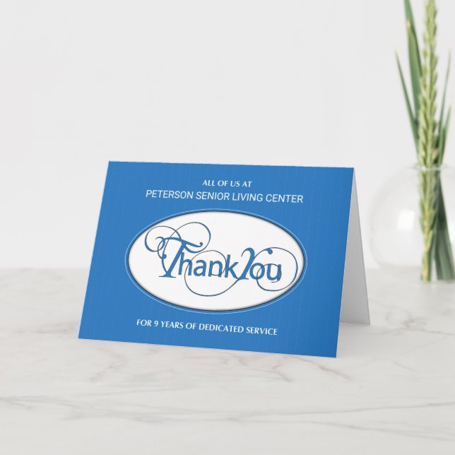 Ninth Year Employee Anniversary Business Thank You Card (Front)