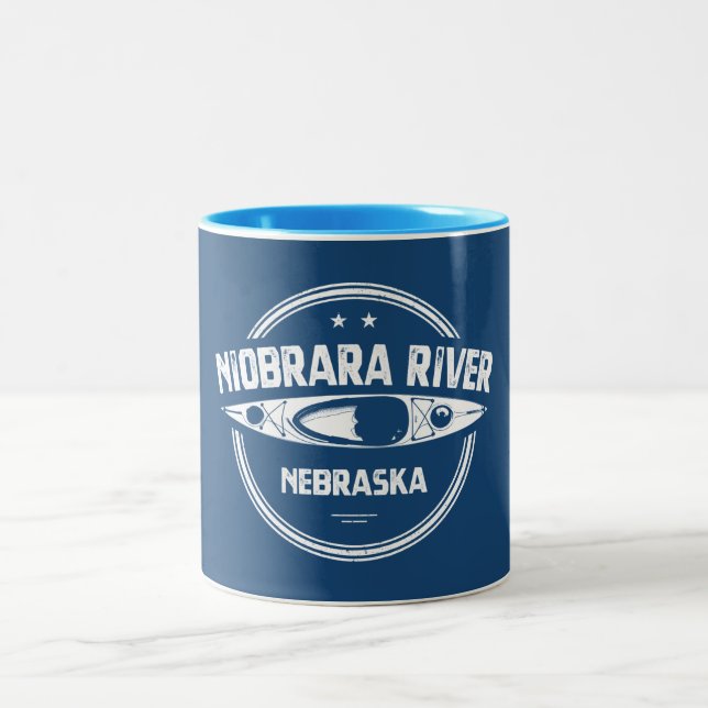 Niobrara River Nebraska Kayaking Two-Tone Coffee Mug (Center)