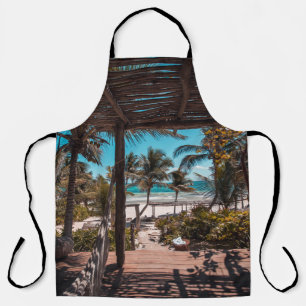Nipa hut under coconut palm trees apron