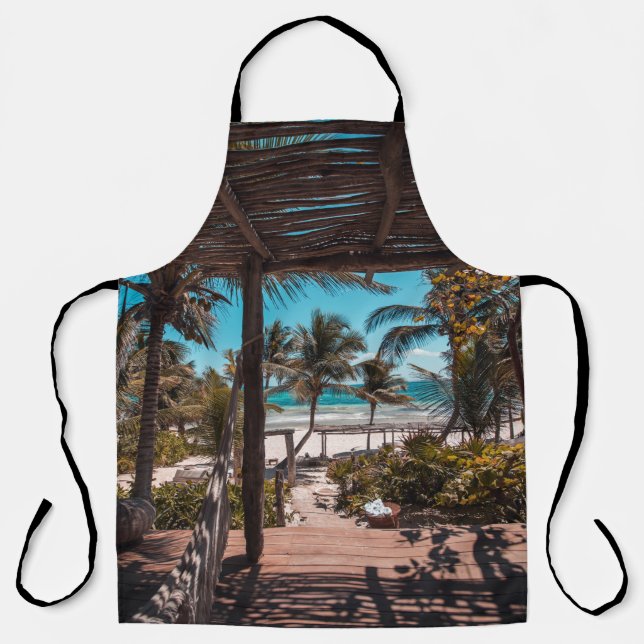 Nipa hut under coconut palm trees apron (Front)